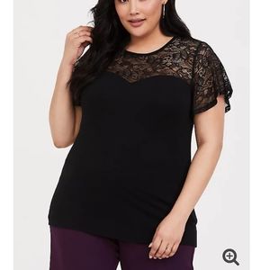 Torrid. SUPER SOFT BLACK LACE TEE